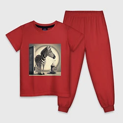 Пижама хлопковая детская Забавная зебра, цвет: красный