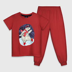 Пижама хлопковая детская Танцующий мишка, цвет: красный