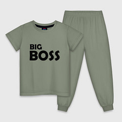 Пижама хлопковая детская Большой босс - темная, цвет: авокадо