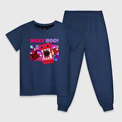 Пижама хлопковая детская Project Playtime Бокси Бу обнимашки, цвет: тёмно-синий