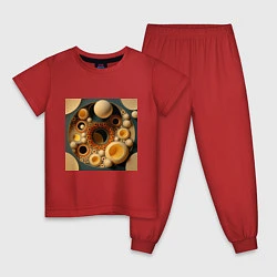 Пижама хлопковая детская Солнечные узоры, цвет: красный