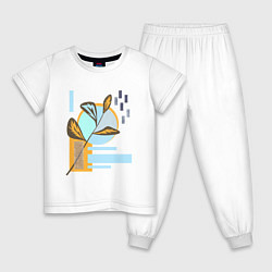 Пижама хлопковая детская Минималистский абстрактный рисунок, цвет: белый