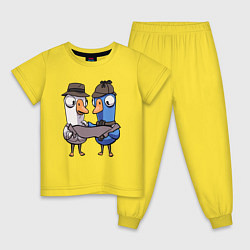 Пижама хлопковая детская Гуси Детективы - Goose Goose Duck, цвет: желтый