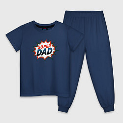 Пижама хлопковая детская Super dad, цвет: тёмно-синий