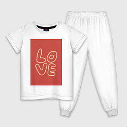 Детская пижама Слово Love на красном прямоугольном фоне