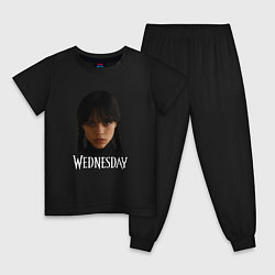 Пижама хлопковая детская Уэнсдэй Wednesday, цвет: черный
