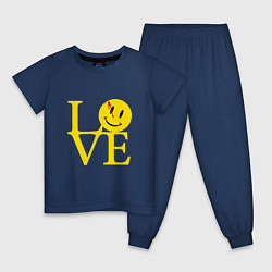 Пижама хлопковая детская Smile love, цвет: тёмно-синий