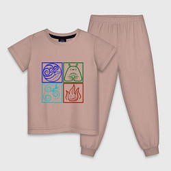 Пижама хлопковая детская Тоторо и стихия, цвет: пыльно-розовый