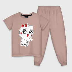 Пижама хлопковая детская Кошечка Мяу, цвет: пыльно-розовый