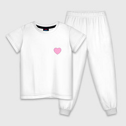 Пижама хлопковая детская Розовое сердечко - мини, цвет: белый