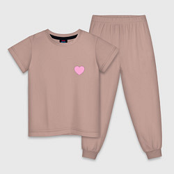 Пижама хлопковая детская Розовое сердечко - мини, цвет: пыльно-розовый