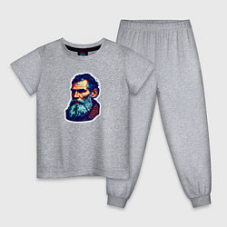 Пижама хлопковая детская Лев Толстой арт, цвет: меланж