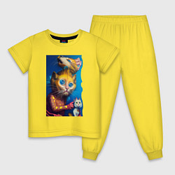 Пижама хлопковая детская Главный кот - нейросеть - art, цвет: желтый