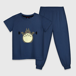 Пижама хлопковая детская Тоторо на спорте, цвет: тёмно-синий