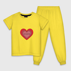 Пижама хлопковая детская Сердце my valentine, цвет: желтый