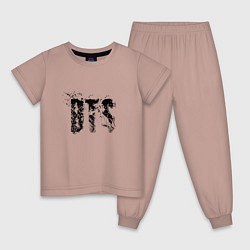 Пижама хлопковая детская BTS logo, цвет: пыльно-розовый
