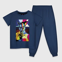 Пижама хлопковая детская Salvador Dali: Neural network, цвет: тёмно-синий