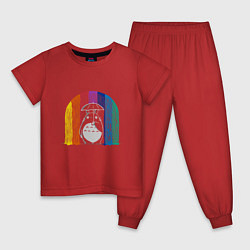 Пижама хлопковая детская Тоторо под радужным дождём, цвет: красный
