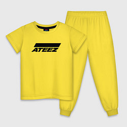 Пижама хлопковая детская Ateez big logo, цвет: желтый