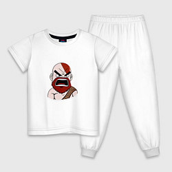 Пижама хлопковая детская Яростный мультяшный Кратос, цвет: белый
