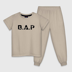 Пижама хлопковая детская B A P black logo, цвет: миндальный