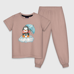 Детская пижама Пингвин на облаке с зонтом