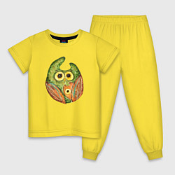 Пижама хлопковая детская Сова и совенок, цвет: желтый