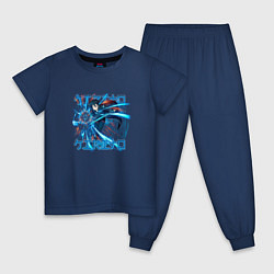 Пижама хлопковая детская Кирито в сражении, цвет: тёмно-синий