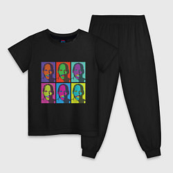 Пижама хлопковая детская Майкл Джордан в стиле Уорхола 2на3, цвет: черный