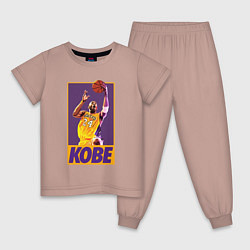 Пижама хлопковая детская Kobe game, цвет: пыльно-розовый