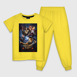 Пижама хлопковая детская Baldurs Gate 3 art, цвет: желтый