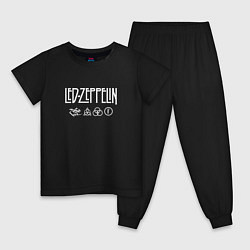 Пижама хлопковая детская Led Zeppelin Black dog, цвет: черный