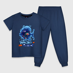 Пижама хлопковая детская По знаку зодиака рыбка, цвет: тёмно-синий