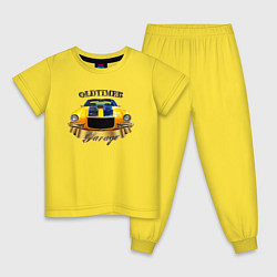 Пижама хлопковая детская Ретро автомобиль Chevrolet Camaro, цвет: желтый
