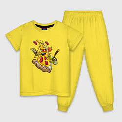 Пижама хлопковая детская Пицца ниндзя, цвет: желтый