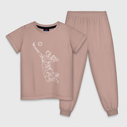 Пижама хлопковая детская Волейболист вектором, цвет: пыльно-розовый