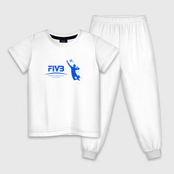 Пижама хлопковая детская FIVB, цвет: белый