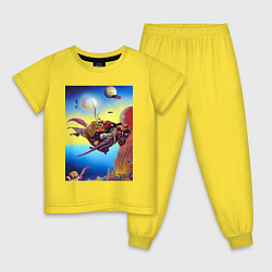 Пижама хлопковая детская Призрак океана слёз - нейросеть - живопись, цвет: желтый