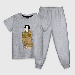 Пижама хлопковая детская Юнги из BTS, цвет: меланж