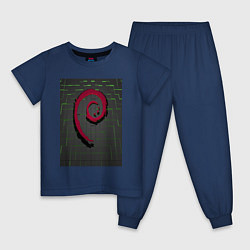 Пижама хлопковая детская Debian Linux, цвет: тёмно-синий