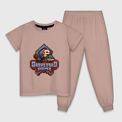 Пижама хлопковая детская Graveyard Keeper логотип, цвет: пыльно-розовый