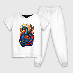 Пижама хлопковая детская Japanese dragon - irezumi, цвет: белый