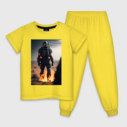 Пижама хлопковая детская Cyber warrior, цвет: желтый