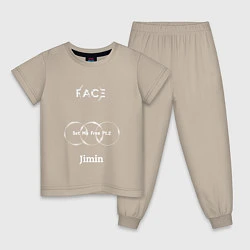 Пижама хлопковая детская JIMIN FACE Set Me Free, цвет: миндальный