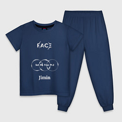 Пижама хлопковая детская JIMIN FACE Set Me Free, цвет: тёмно-синий