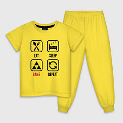 Пижама хлопковая детская Eat - sleep - Zelda - repeat, цвет: желтый