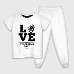 Пижама хлопковая детская Cyberpunk 2077 love classic, цвет: белый