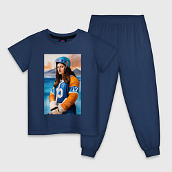 Пижама хлопковая детская Мона Лиза - крайний нападающий, цвет: тёмно-синий