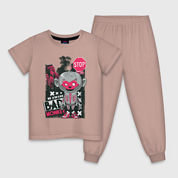 Пижама хлопковая детская Bad Monkey, цвет: пыльно-розовый
