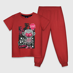 Пижама хлопковая детская Bad Monkey, цвет: красный